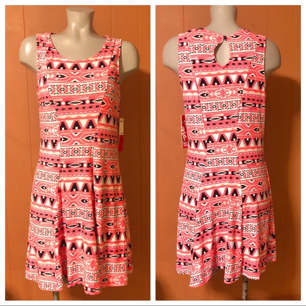 NWT Hot Kiss Pink Tribal Print Dress L